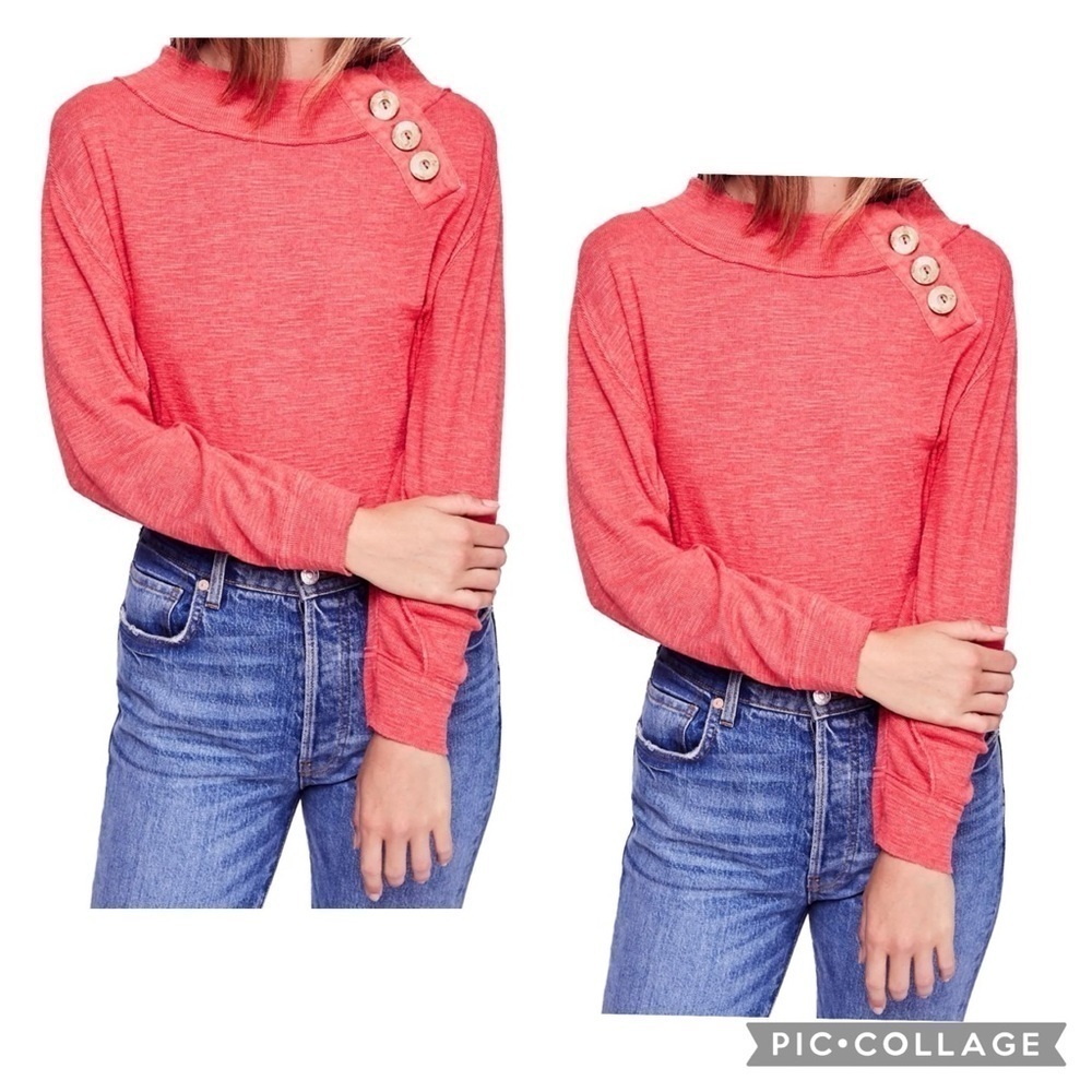 WE THE FREE PEOPLE Women’s Orange DON’T FORGET ME Tunic Top Button Detail Size S